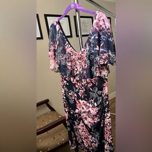 Connected Apparel - Dress - Floral - 16 - Black/Rose/White